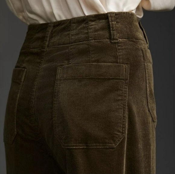 Anthropologie Maeve the Colette Corduroy Crop Olive Green Pants Sz 28 - Picture 3 of 15